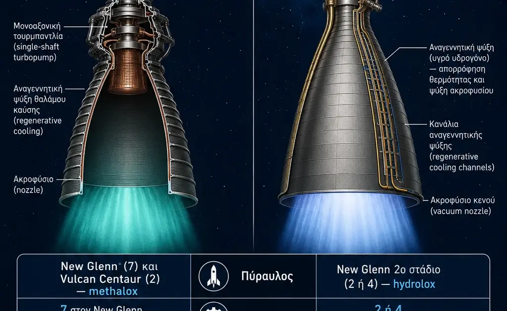 Σύγκριση των μηχανών BE-4 και BE-3U της Blue Origin με καύσιμα, κύκλους καύσης, ώθηση και χρονολόγιο ανάπτυξης